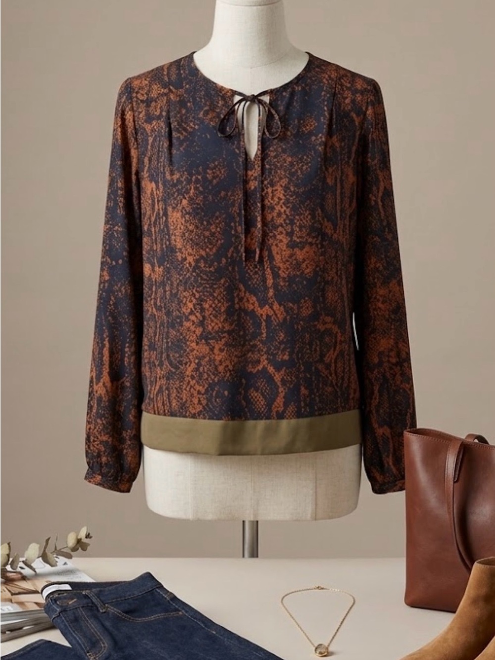 5 for $30 CABI Animal Snake Print Wrap Around Blouse